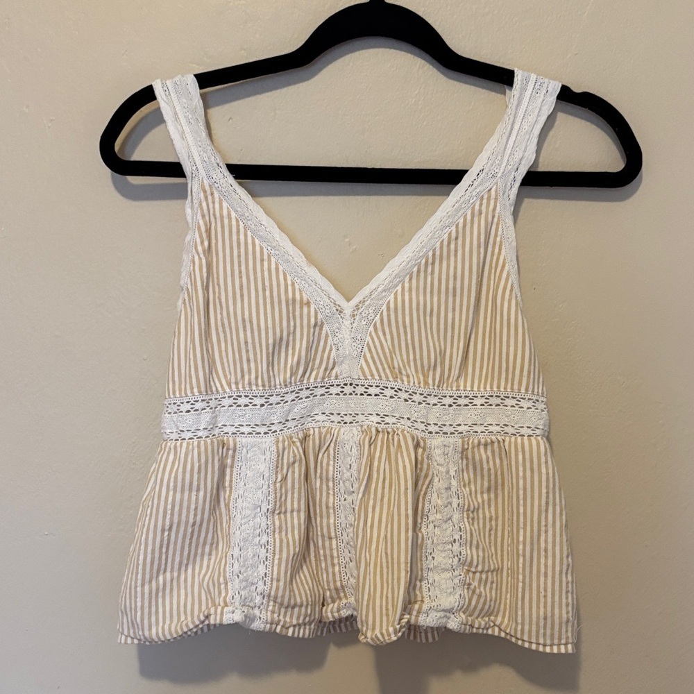 American Eagle Outfitters Beige Striped Lace Camisole